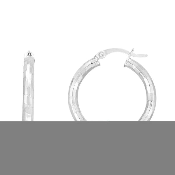 Silver 20mm Disco Diamond Cut Hoops