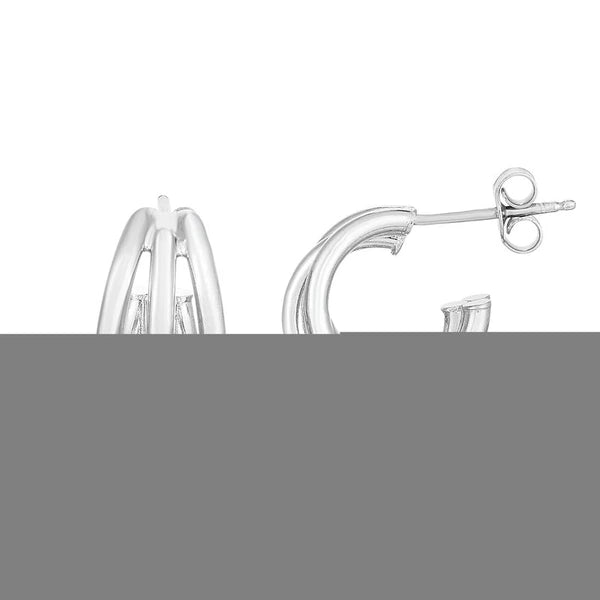 Silver Triple Row Hoops