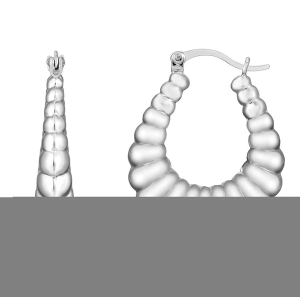 Silver Graduated Ribbed Hoops