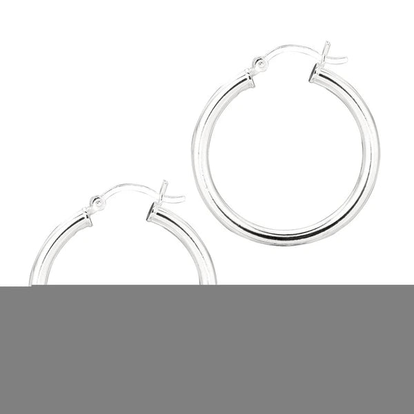 Silver 3x25mm Hoop Earring