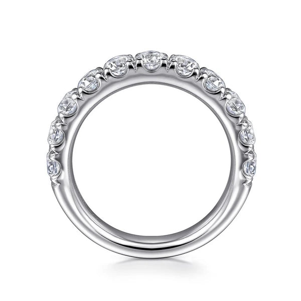 14K White Gold 11 Stone French Pavé Set Diamond Wedding Band