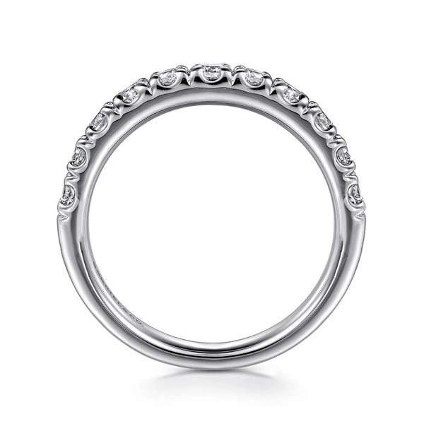 14K White Gold 11 Stone French Pavé Diamond Wedding Band