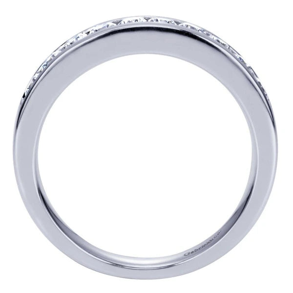 14K White Gold Contemporary Channel Set Straight Diamond Band