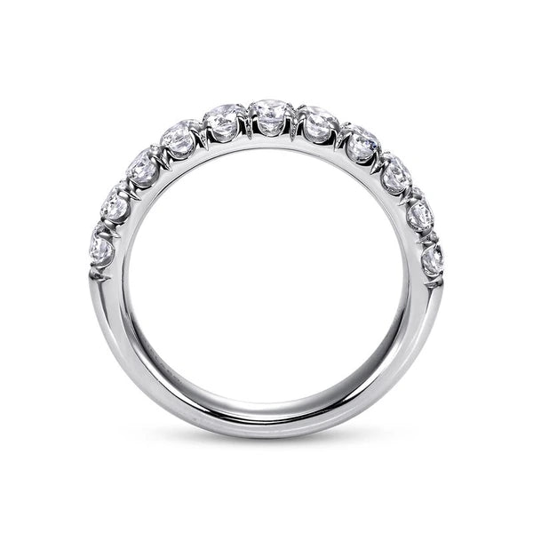 14K White Gold 11 Stone French Pavé Diamond Wedding Band