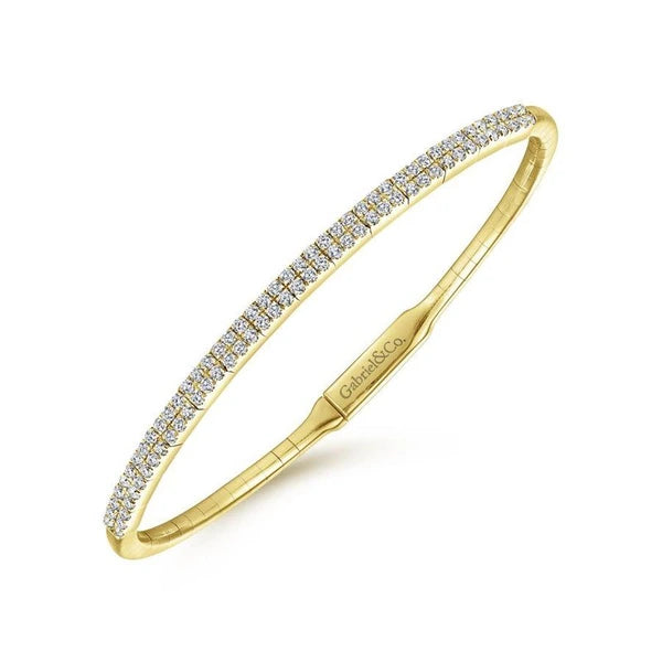 14K Yellow Gold Two Row Diamond Bangle