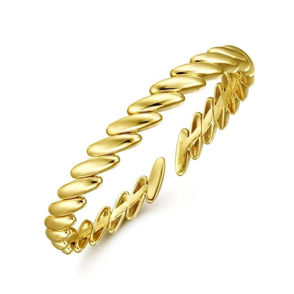 14K Yellow Gold Tilted Bar Cuff Bracelet
