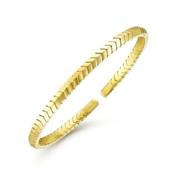 14K Yellow Gold Chevron Pattern Cuff Bracelet