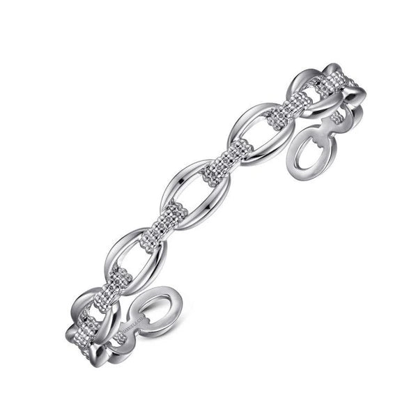 925 Sterling Silver Oval Link Cuff Bangle