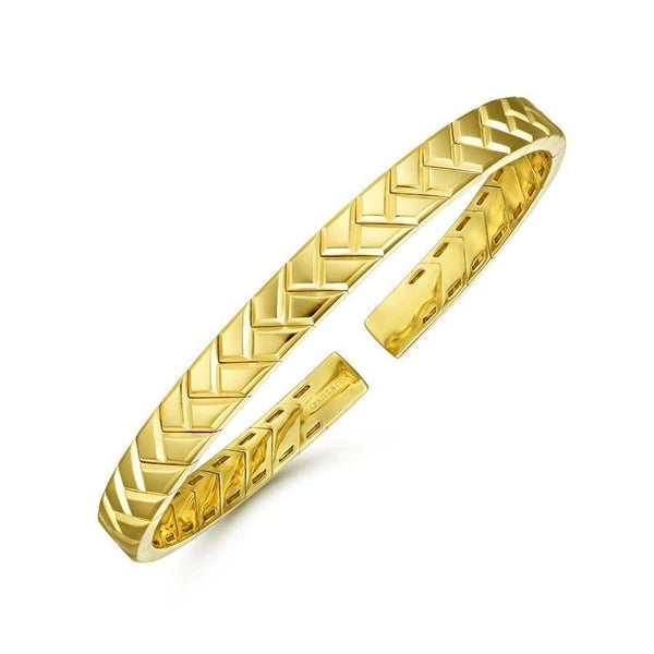 14K Yellow Gold Open Herringbone Bracelet