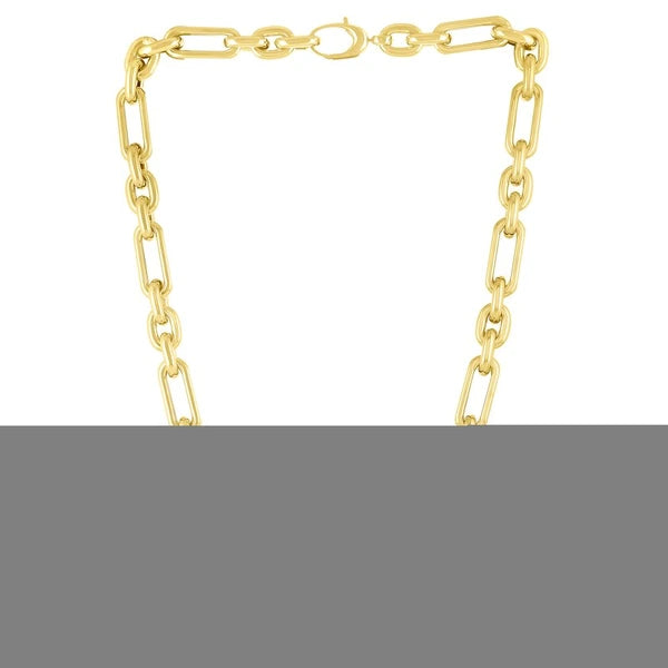 14K Gold Alternating Paperclip Oval Links Chain