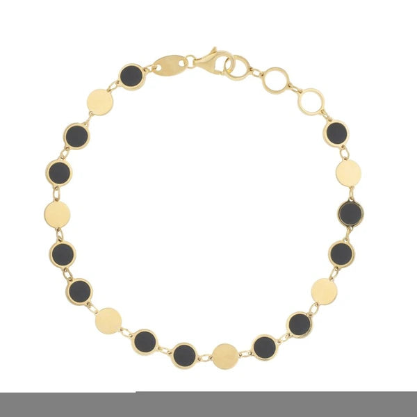 14K Onyx Geometric Mirror Gem Chain Bracelet