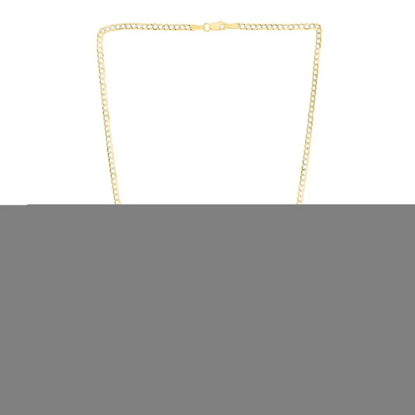 14K Gold 2.6mm White Pave Curb Chain