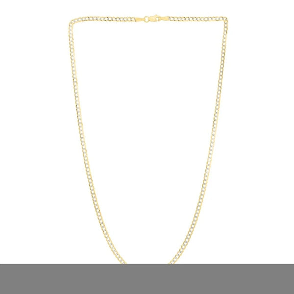 14K Gold 2.6mm White Pave Curb Chain