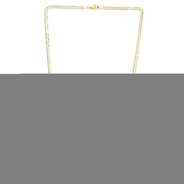14K Gold 3.2mm White Pave Curb Chain