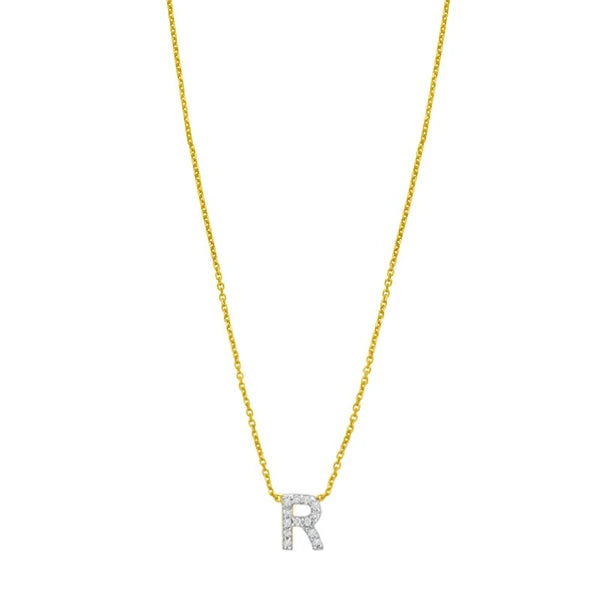 14K Mini Diamond R Initial