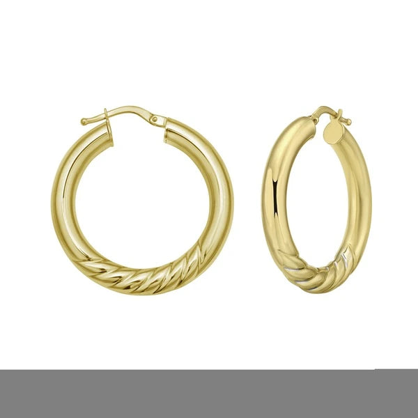 14K Twisted Large Hoops