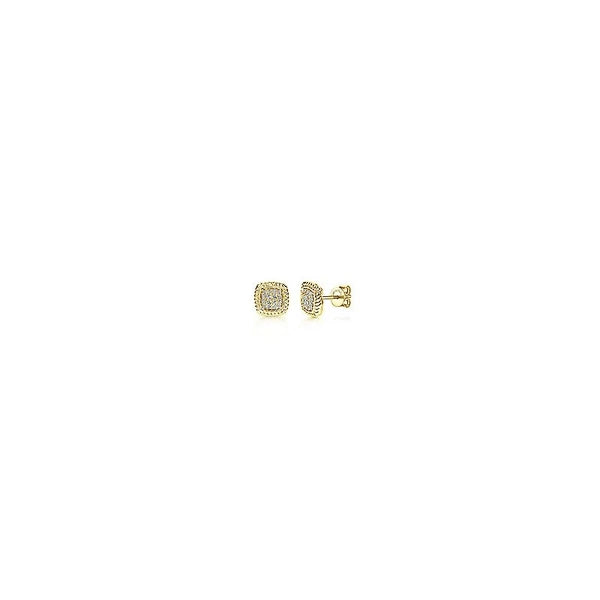 14K Yellow Gold Twisted Cluster Diamond Stud Earrings