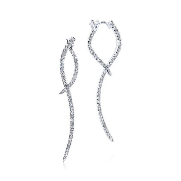 14K White Gold Sculptural Diamond Drop Earrings
