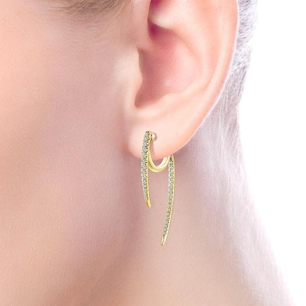 14k White Gold Tapered Diamond Threader Drop Earrings