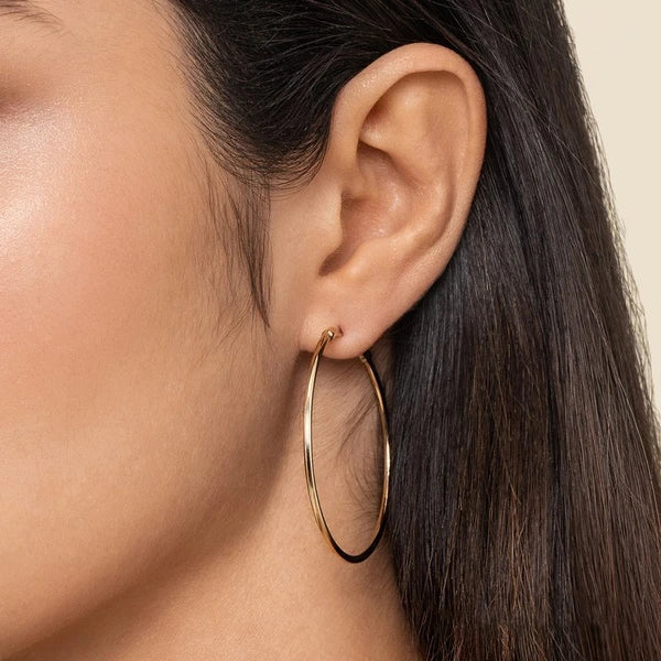 14K Yellow Gold 40mm Round Classic Hoop Earrings