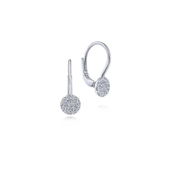 14K White Gold Round e Diamond Drop Earrings