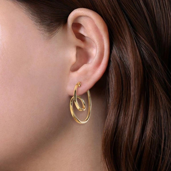 14K Yellow Gold 30mm Twisted Hoop Earrings