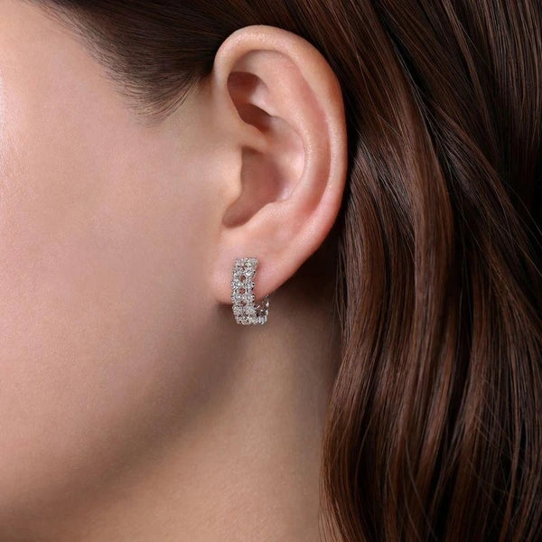14K White Gold 15MM Diamond Earrings
