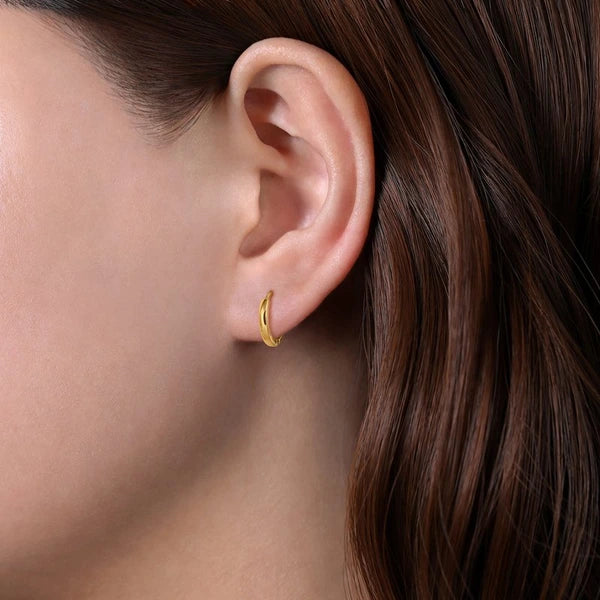 14K Yellow Gold Plain Huggie Earrings