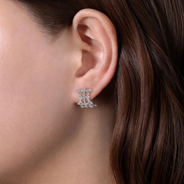 Vintage 14K White Gold 15MM Diamond Earrings