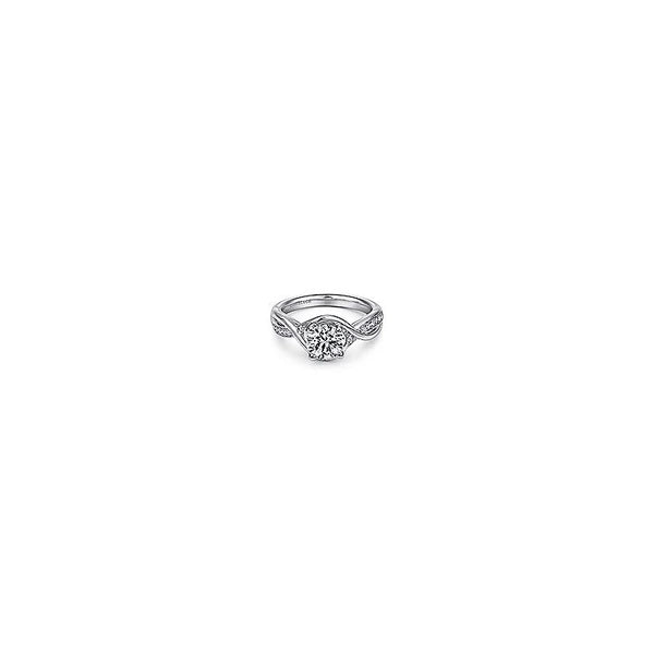 14K White Gold Round Twisted Diamond Engagement Ring