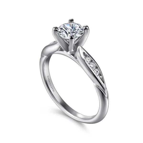 14K White Gold Round Diamond Channel Set Engagement Ring