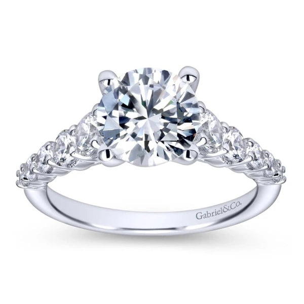 14K White Gold Round Diamond Engagement Ring