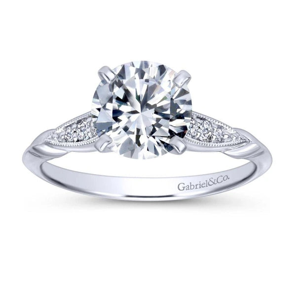 14K White Gold Round Diamond Engagement Ring