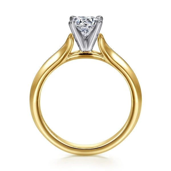 14K White-Yellow Gold Round Diamond Engagement Ring