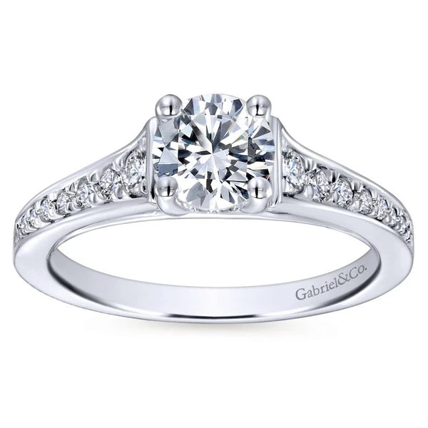 14K White Gold Round Diamond Engagement Ring