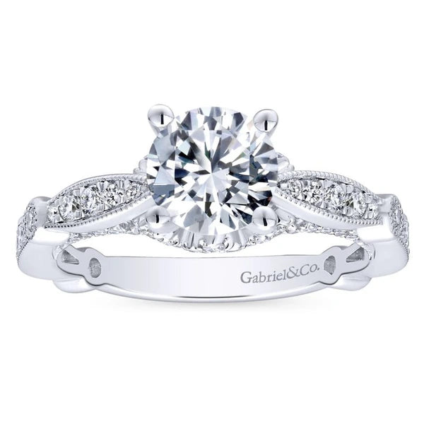 14K White Gold Round Diamond Engagement Ring