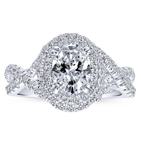 14K White Gold Oval Diamond Engagement Ring