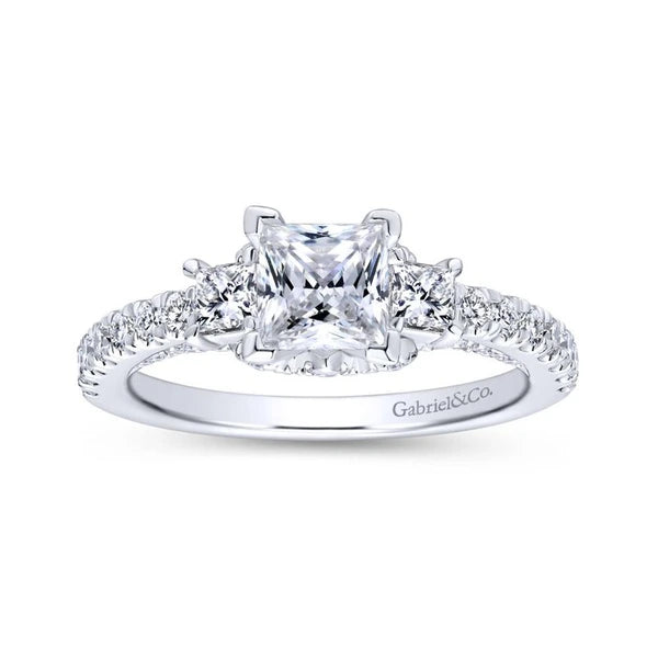 14K White Gold Princess Cut Diamond Engagement Ring