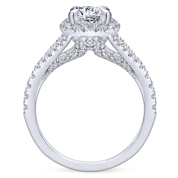 14K White Gold Round Halo Diamond Engagement Ring