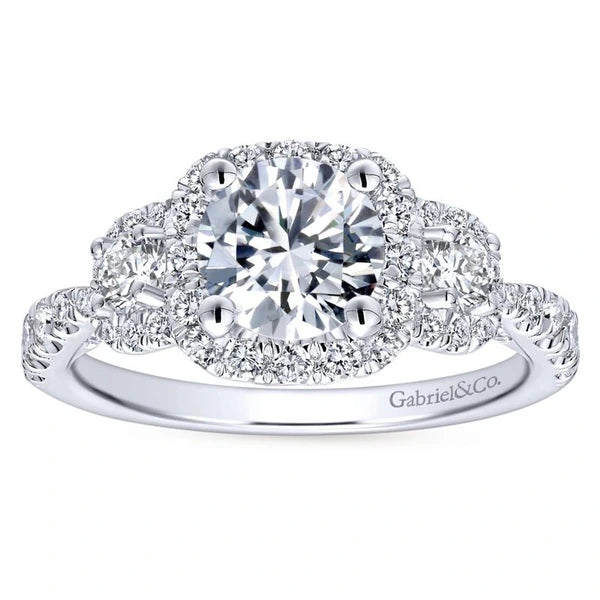 14K White Gold Round Diamond Engagement Ring