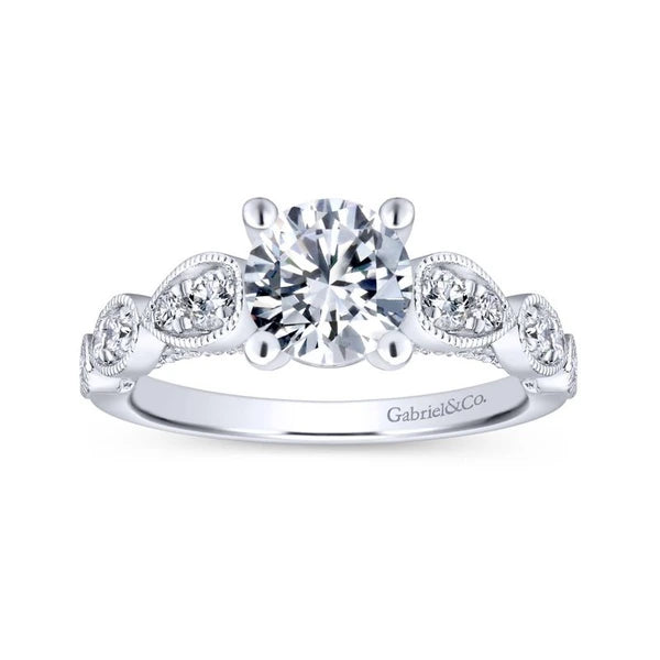 14K White Gold Round Diamond Engagement Ring