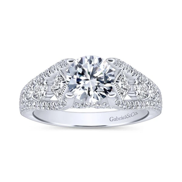 14K White Gold Round Diamond Engagement Ring