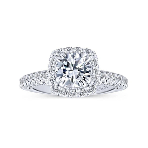 14K White Gold Round Halo Diamond Engagement Ring