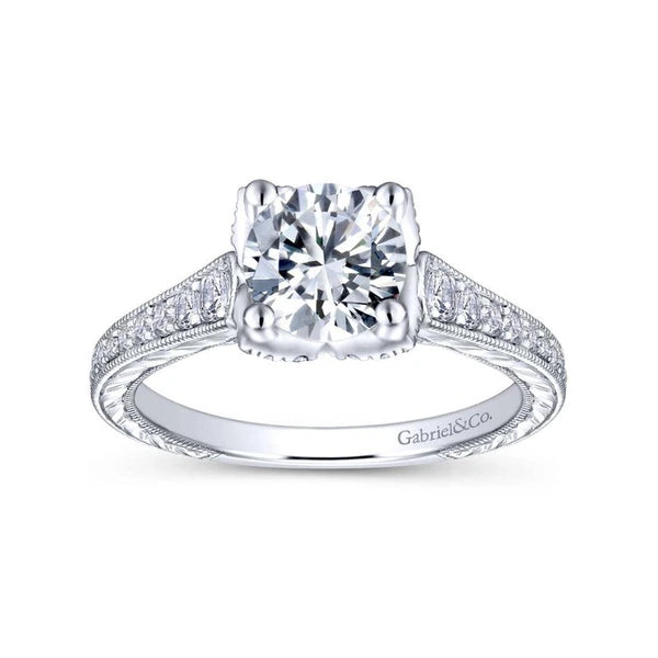 14K White Gold Round Diamond Engagement Ring