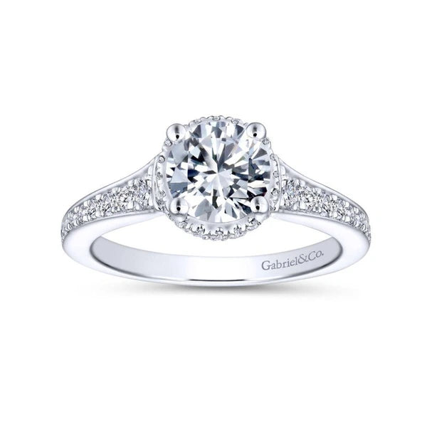 14K White Gold Round Diamond Engagement Ring