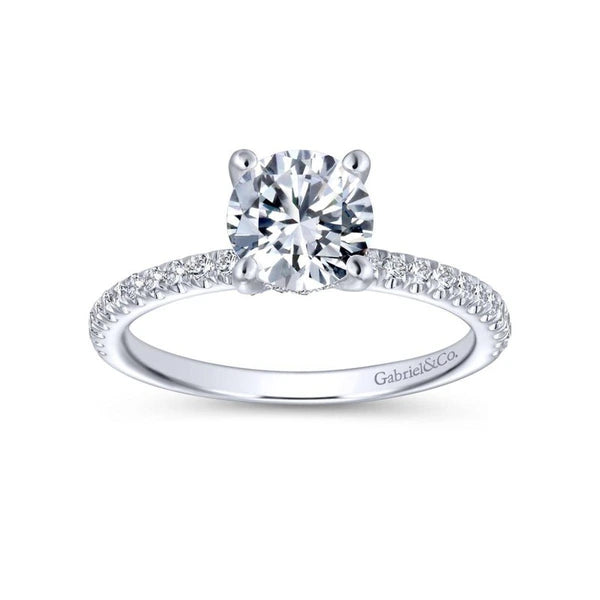 14K White Gold Round Diamond Engagement Ring