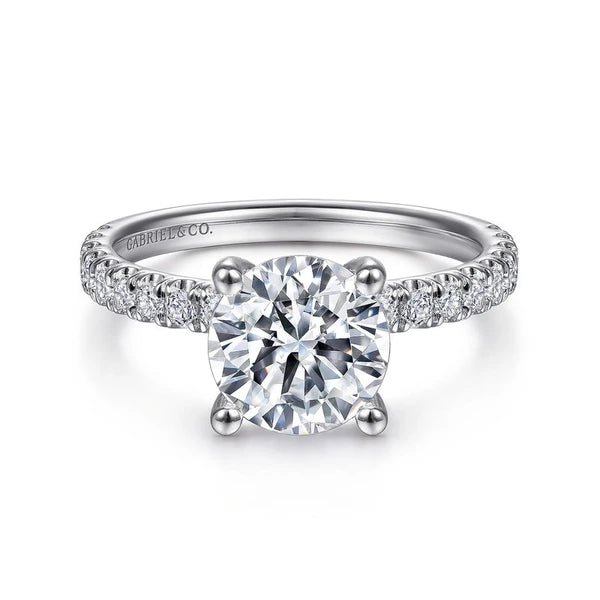 14K White Gold Round Diamond Engagement Ring
