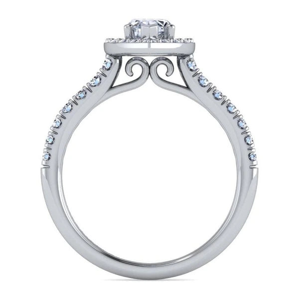 14K White Gold Marquise Halo Diamond Engagement Ring