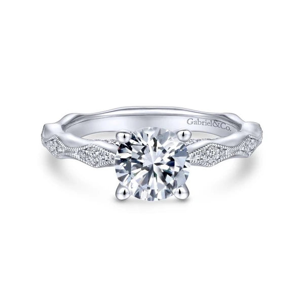 14K White Gold Round Diamond Engagement Ring