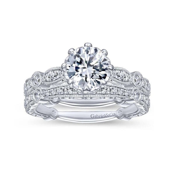14K White Gold Round Diamond Engagement Ring